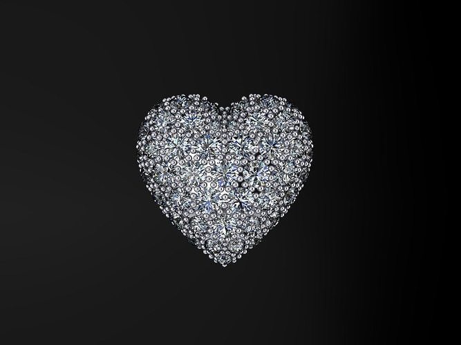 Diamond Pave Heart 3D print model