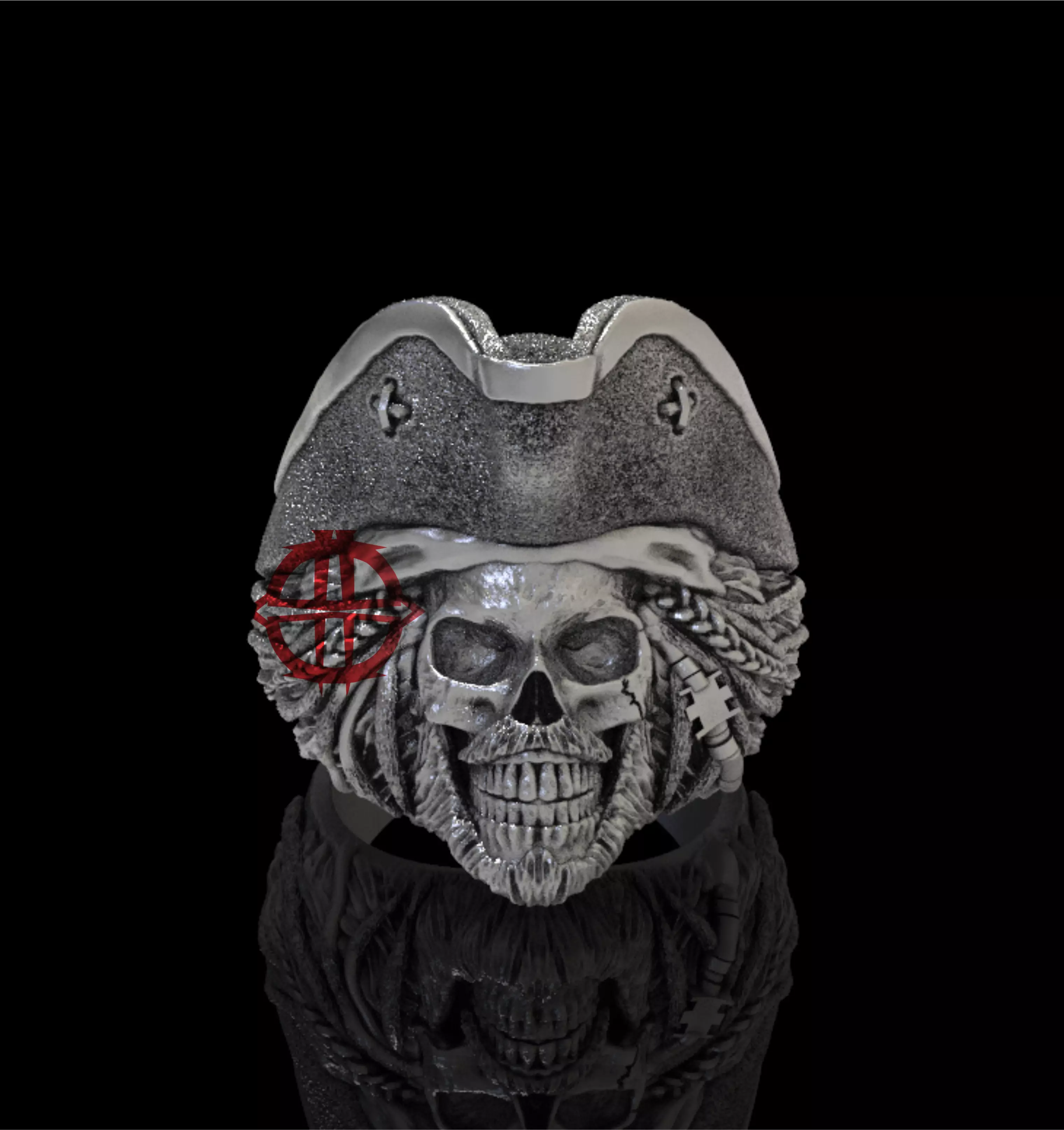 Pirates Skull ring 3D print model_0