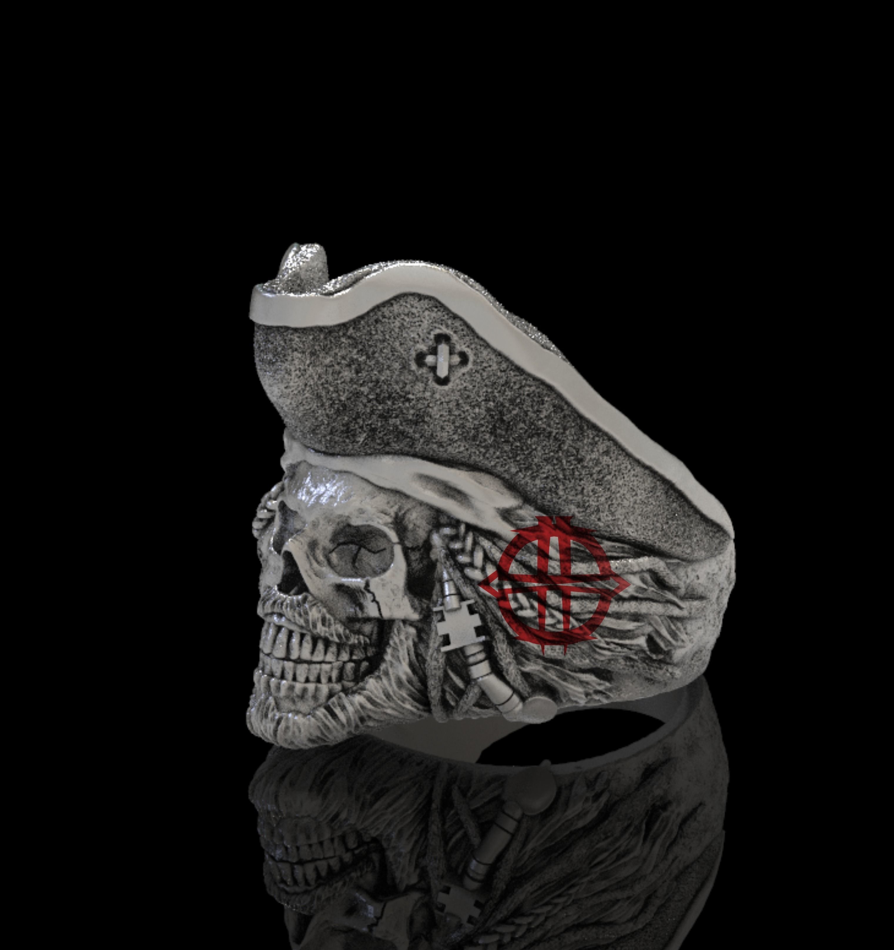 Pirates Skull ring 3D print model_1
