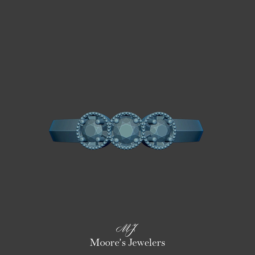 3 Stone Illusion Setting Ring 3d Model 3D print model_4