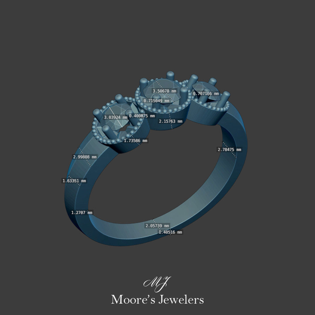 3 Stone Illusion Setting Ring 3d Model 3D print model_9