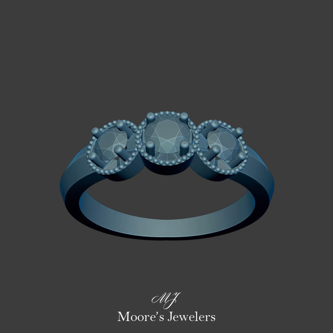 3 Stone Illusion Setting Ring 3d Model 3D print model_3