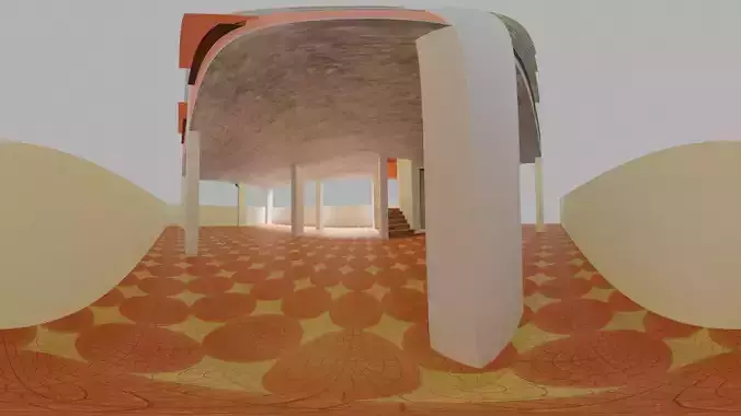 VR-Rendering interior of house with orange floor