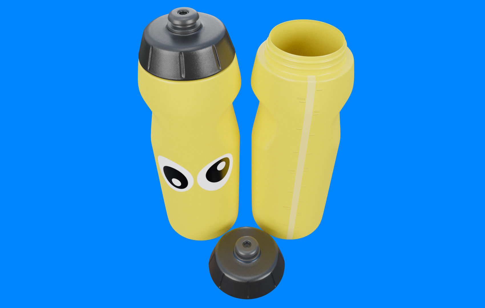 Yellow Water Bottle Low-poly 3D model_3