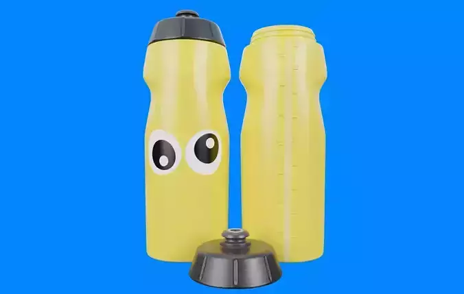 Yellow Water Bottle  Low-poly 3D model