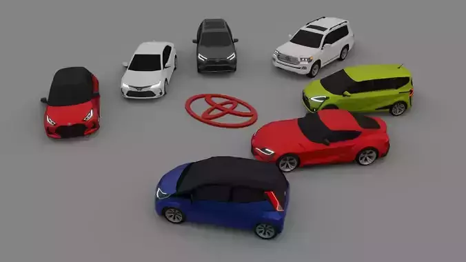 Toyota pack low poly 3D models