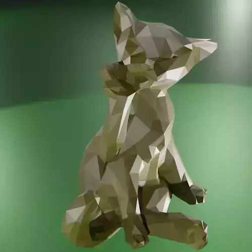 low poly cat fox 3D print model