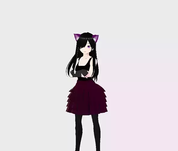 Goth Neko Girl Low-poly 3D model