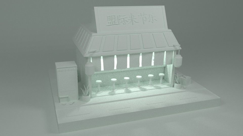 Ramen shop Low-poly 3D model_2