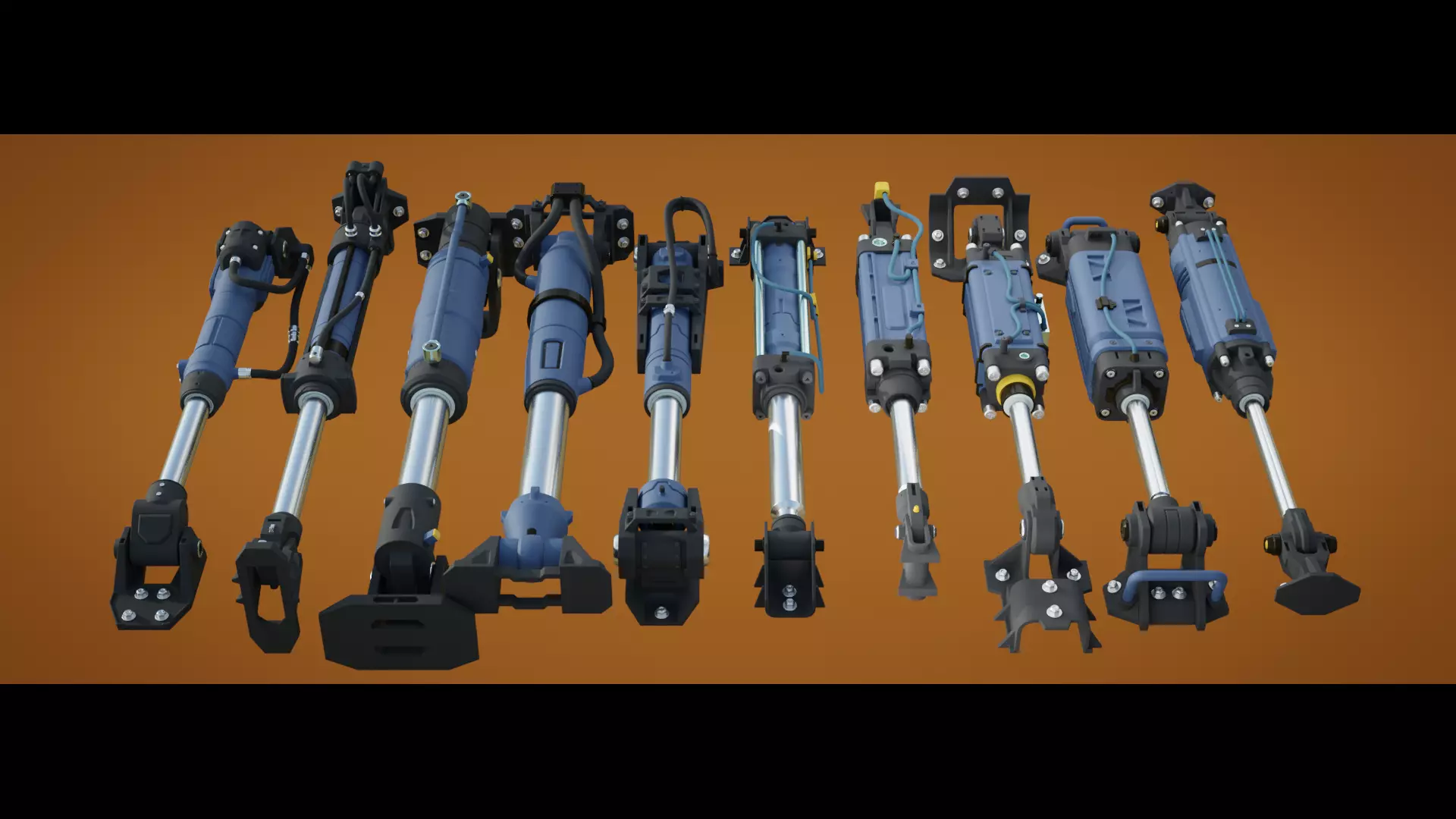 Hydraulic and pneumatic cylinders 3D model