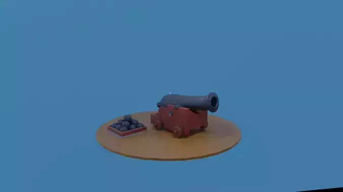 Cannonball 3D Lowpoly Model cannon on table