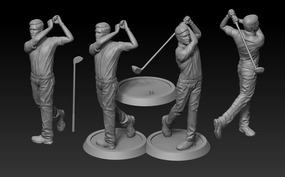 Golf statue 3D print model_2