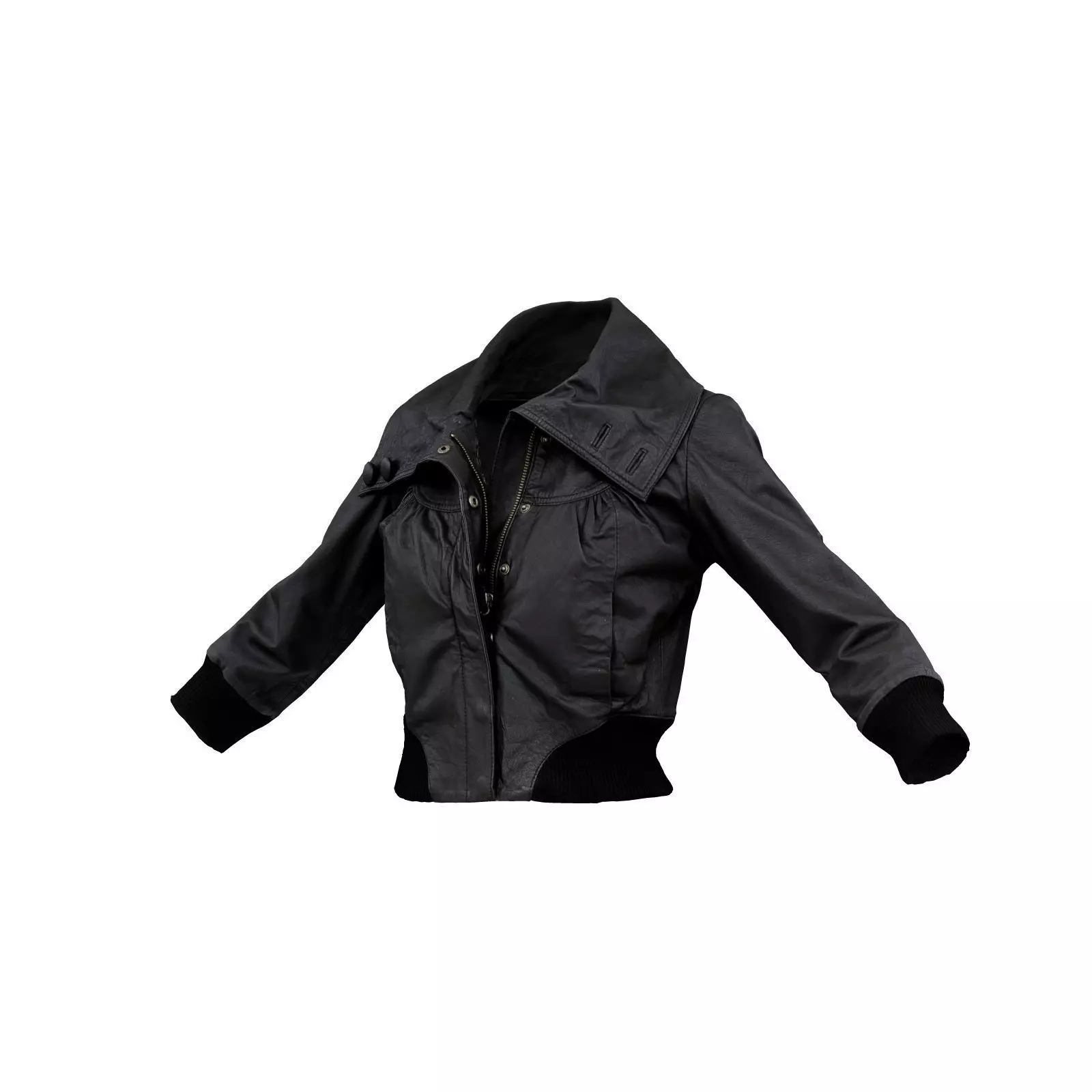Big Collared Leather Jacket 3D model
