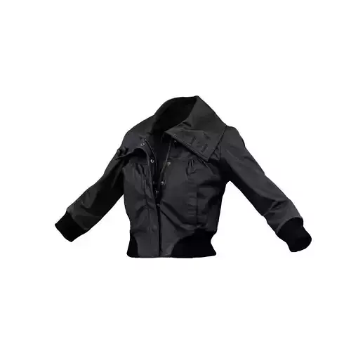 Big Collared Leather Jacket 3D model