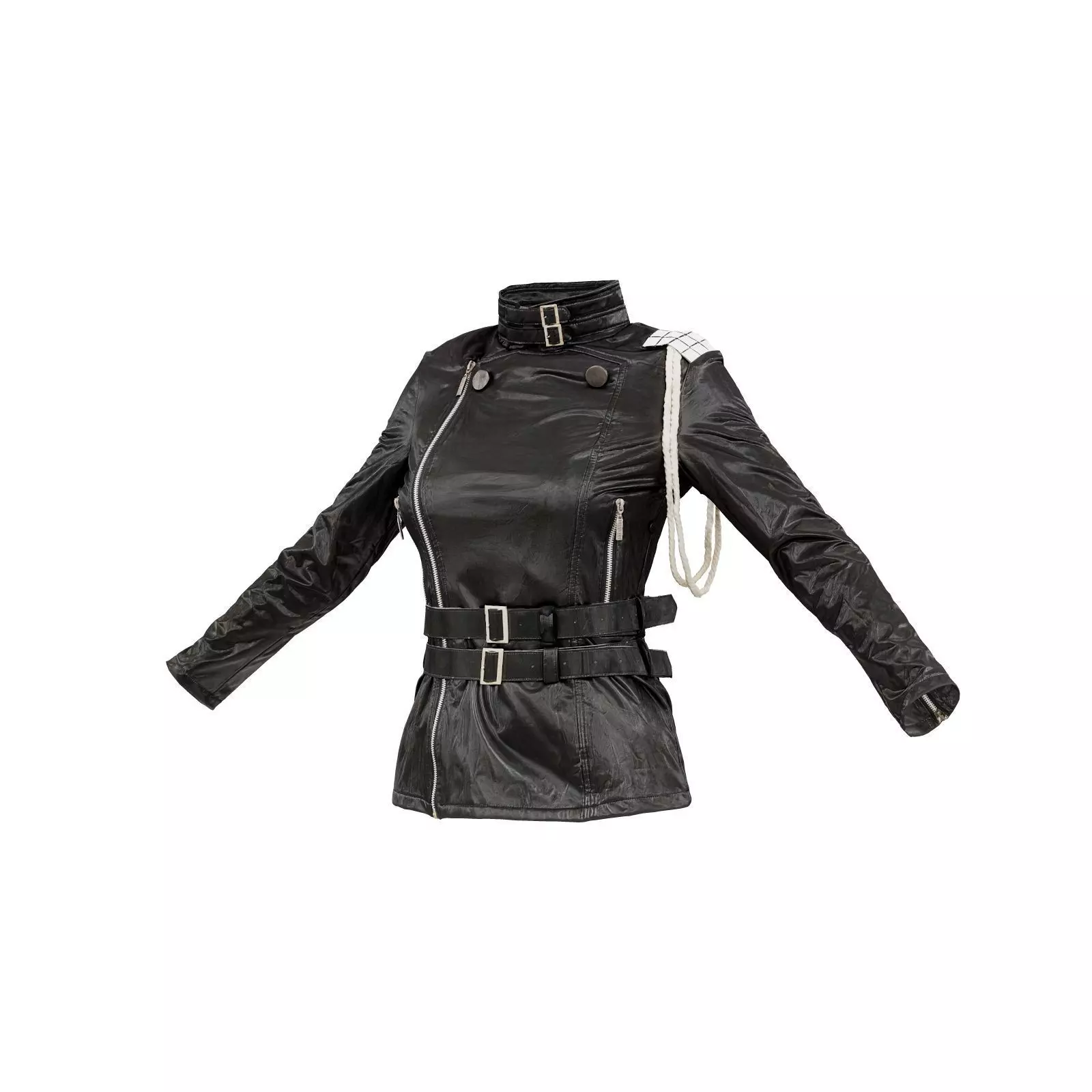Belted Rope Vinyl Jacket 3D model_0