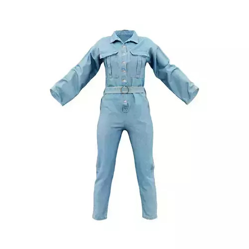 Belted Jeans Salopet 3D model