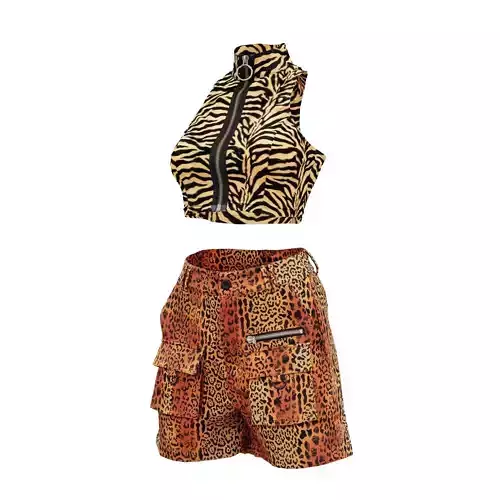 Animal Combo Tiger Top Panter Shorts
