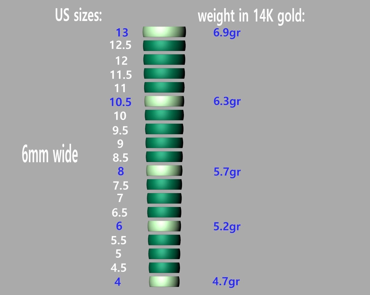 Traditional Court Wedding Band 6mm wide 4-13US sizes 3D print model_13