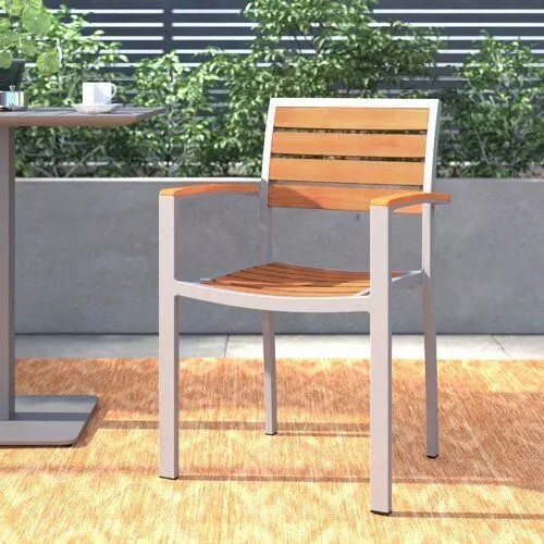 Silver Largo Stacking Teak Patio Dining Chair 3D model