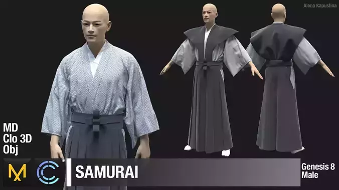 Samurai Marvelous Designer Clo 3D project obj 3D model