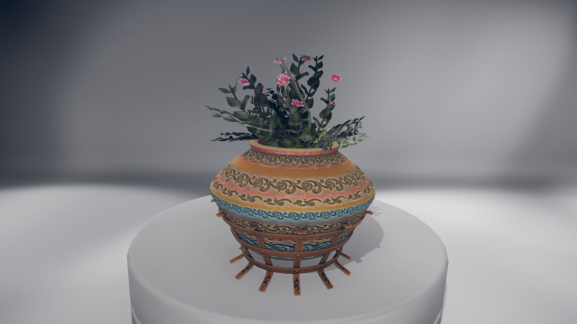 Flowers two planters Low-poly 3D model_11