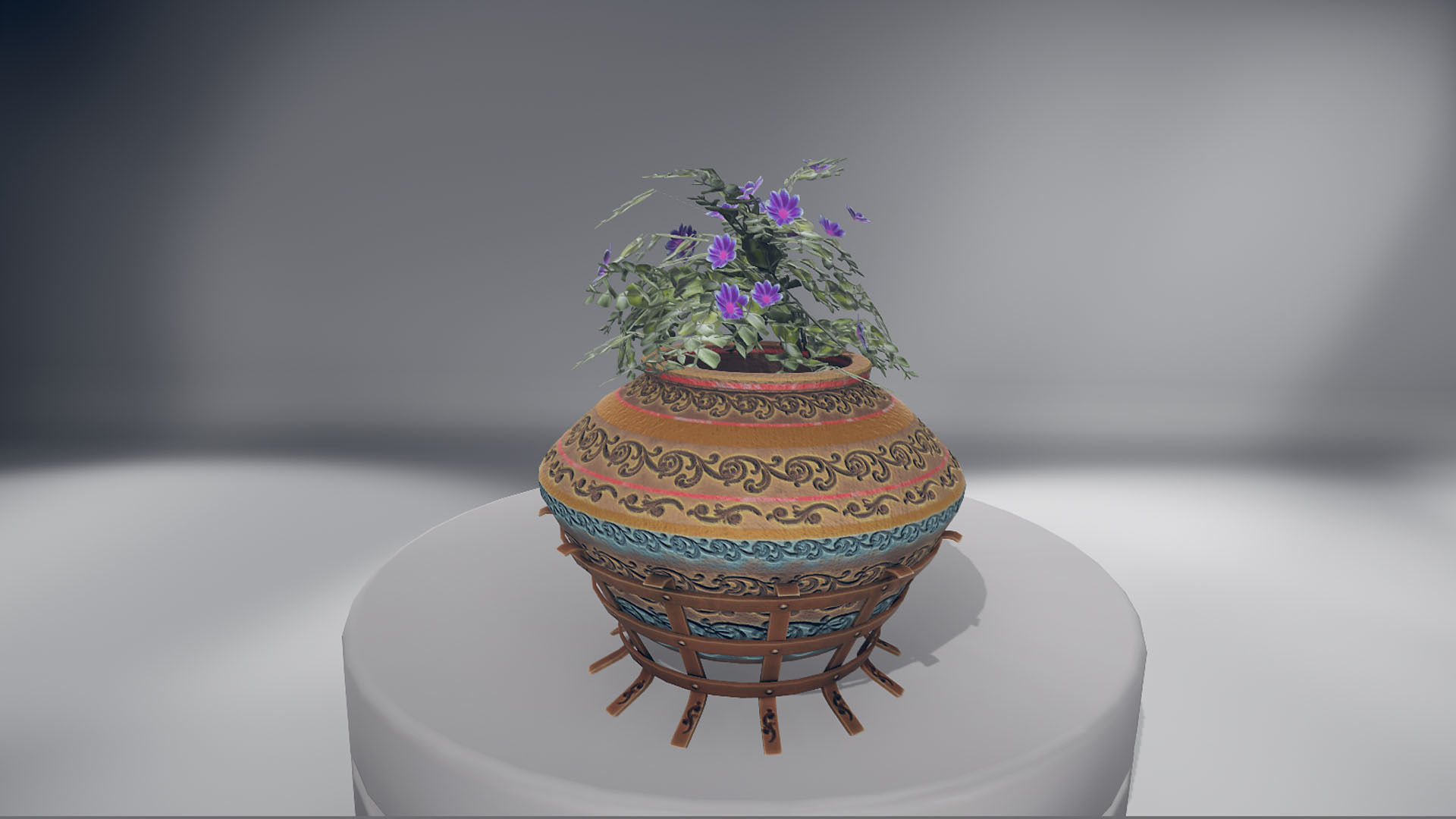 Flowers two planters Low-poly 3D model_7