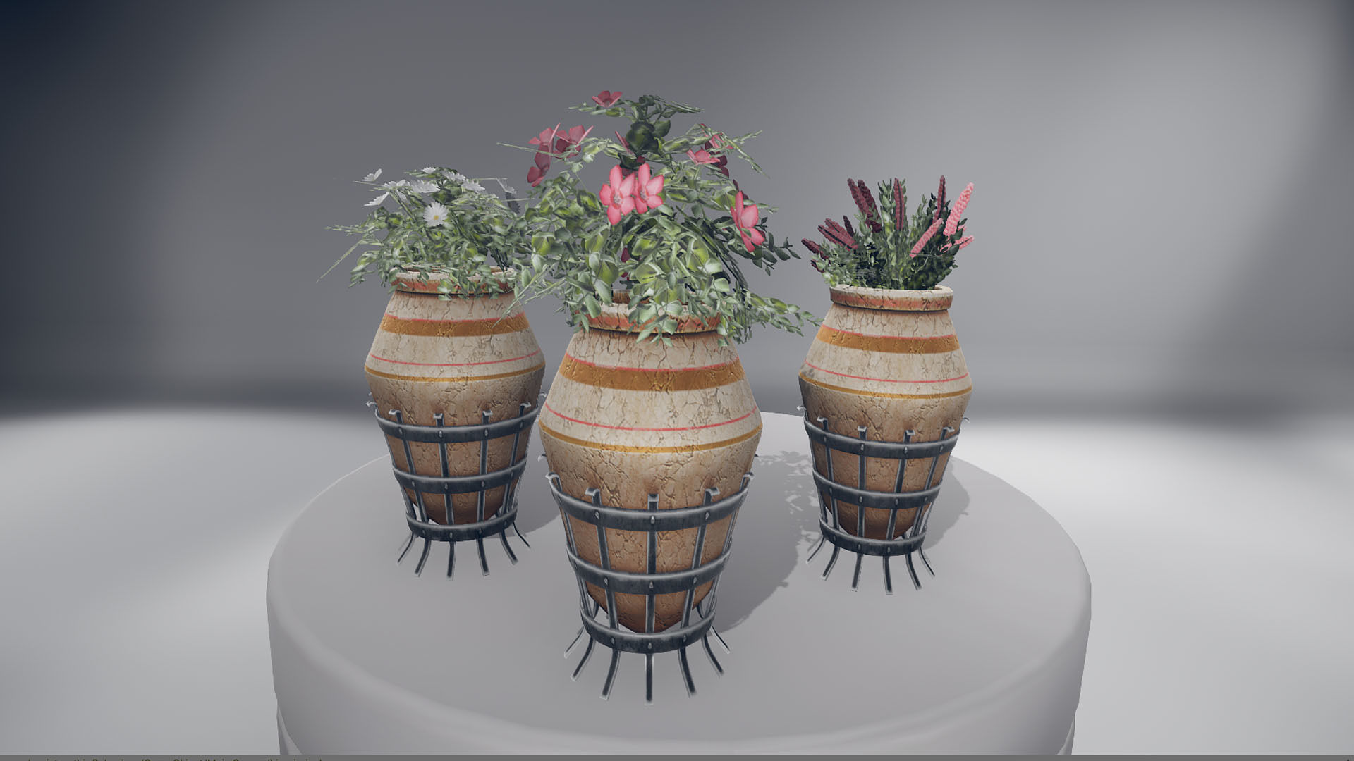 Flowers two planters Low-poly 3D model_4