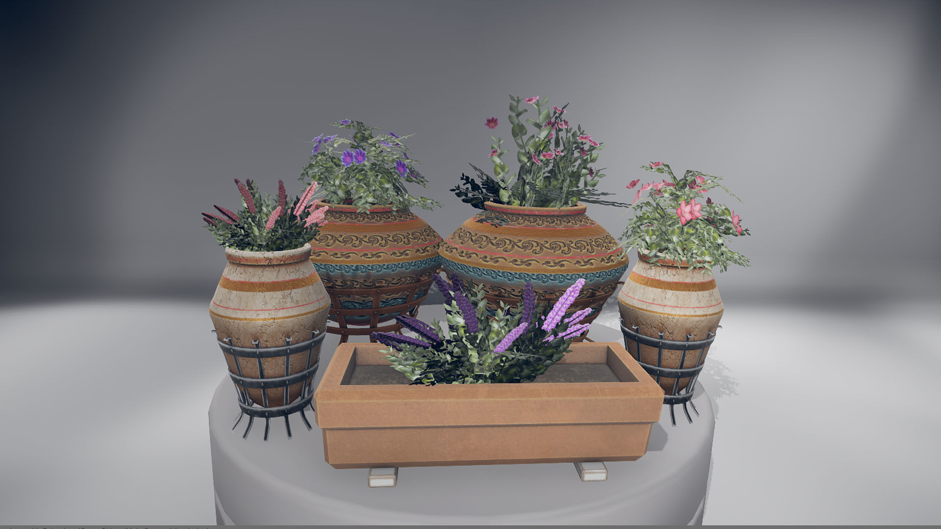 Flowers two planters Low-poly 3D model_3