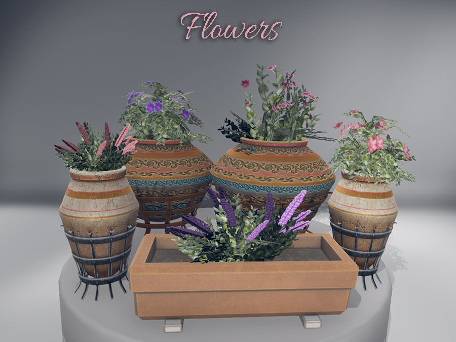 Flowers two planters Low-poly 3D model_12