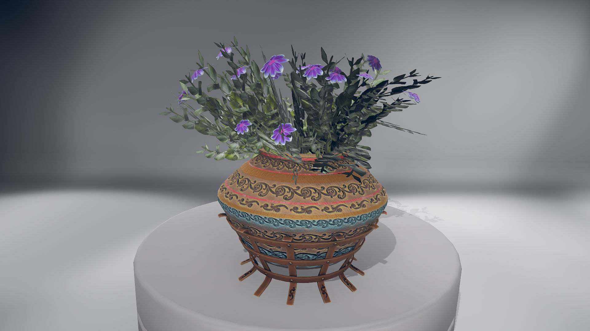 Flowers two planters Low-poly 3D model_9