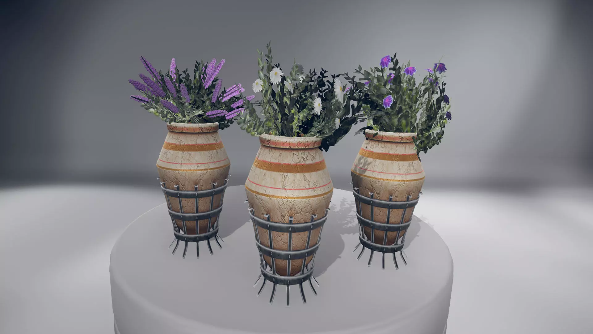 Flowers two planters Low-poly 3D model_0