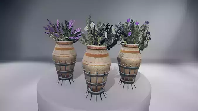 Flowers two planters Low-poly 3D model