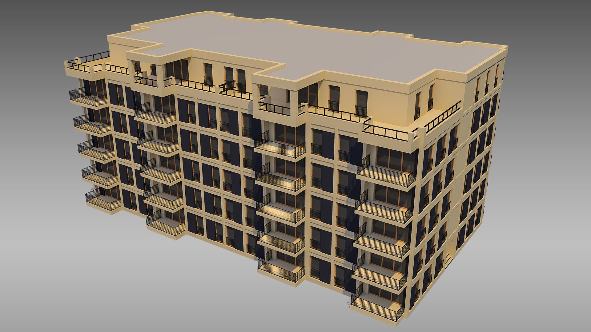 Apartment Building 008 3D model_1
