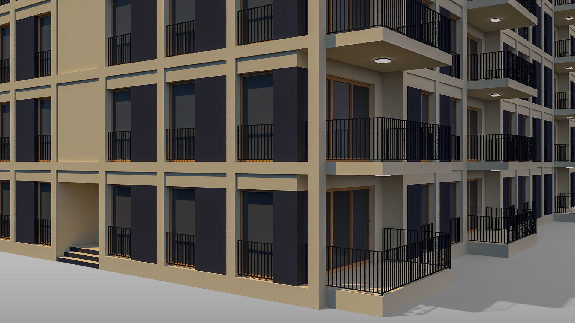 Apartment Building 008 3D model_6