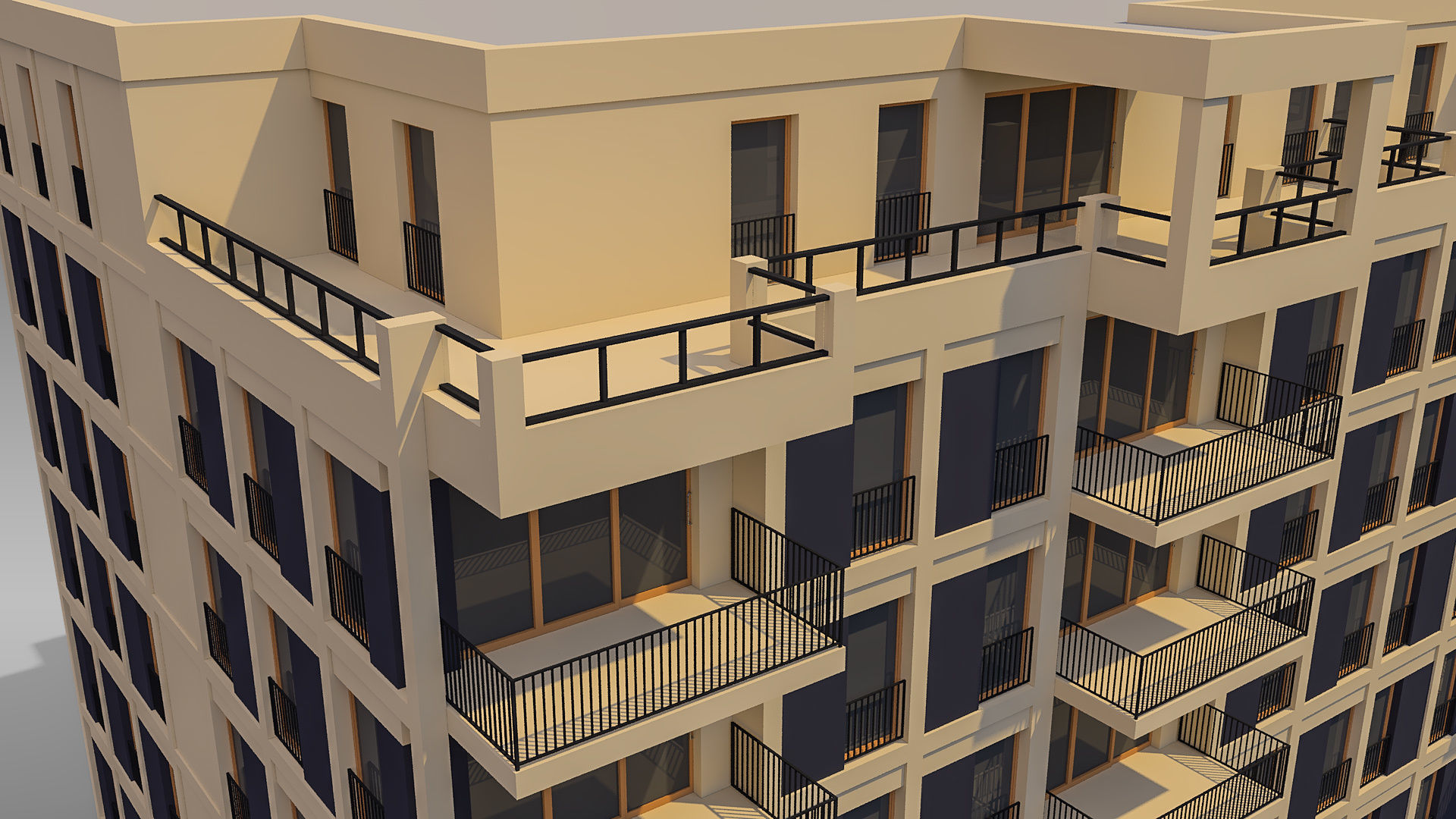 Apartment Building 008 3D model_2