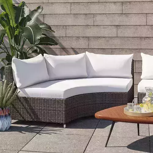 White Rorie Round Sofa with Cushions