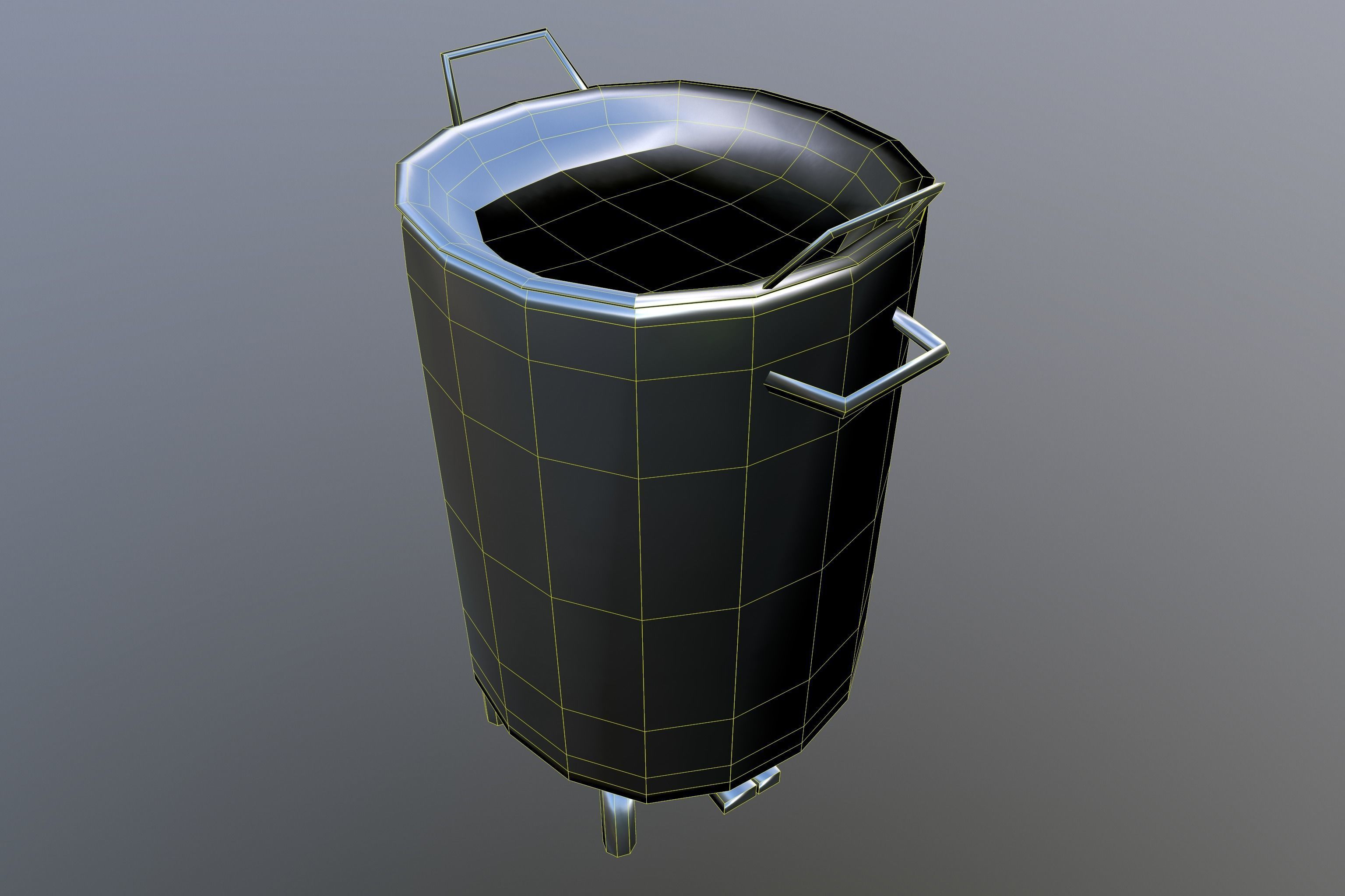 Brazier metal bucket Low-poly 3D model_9