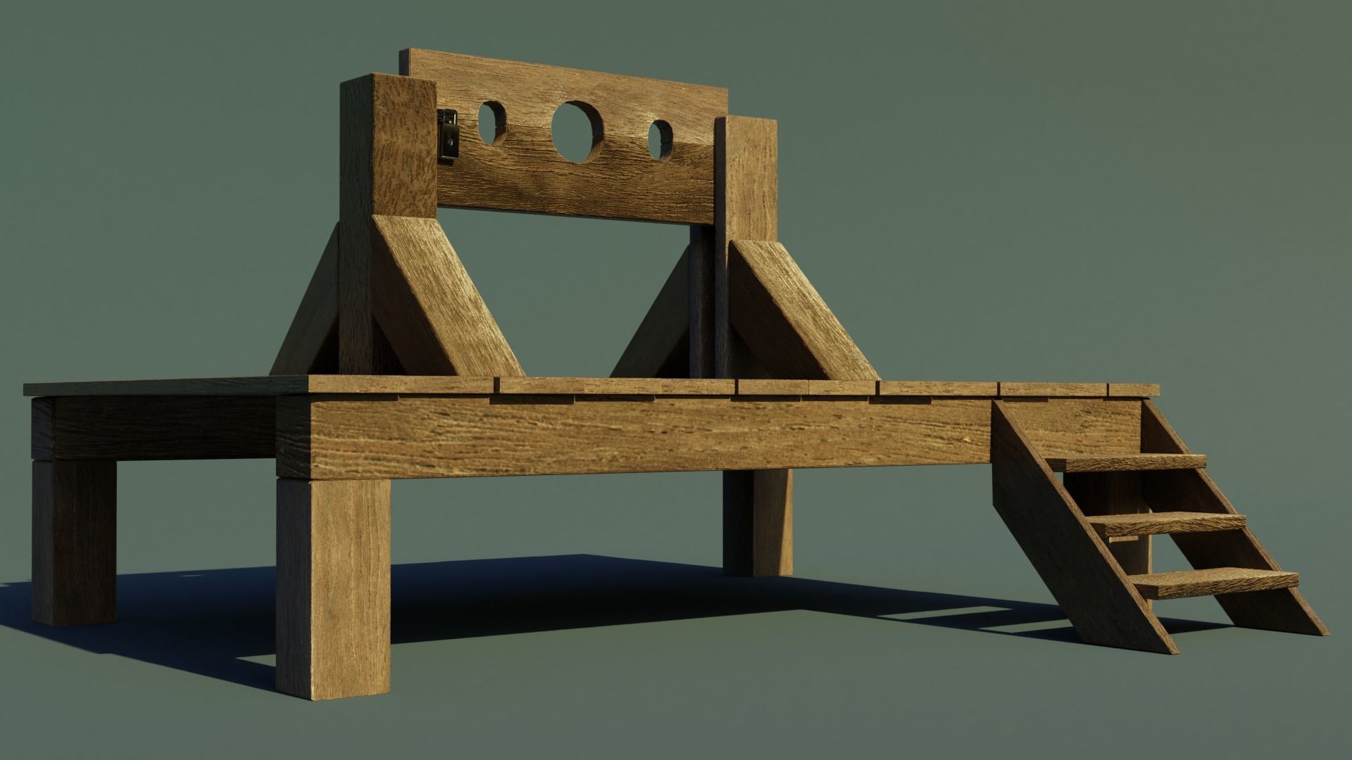 Wooden shackles Low-poly 3D model_3