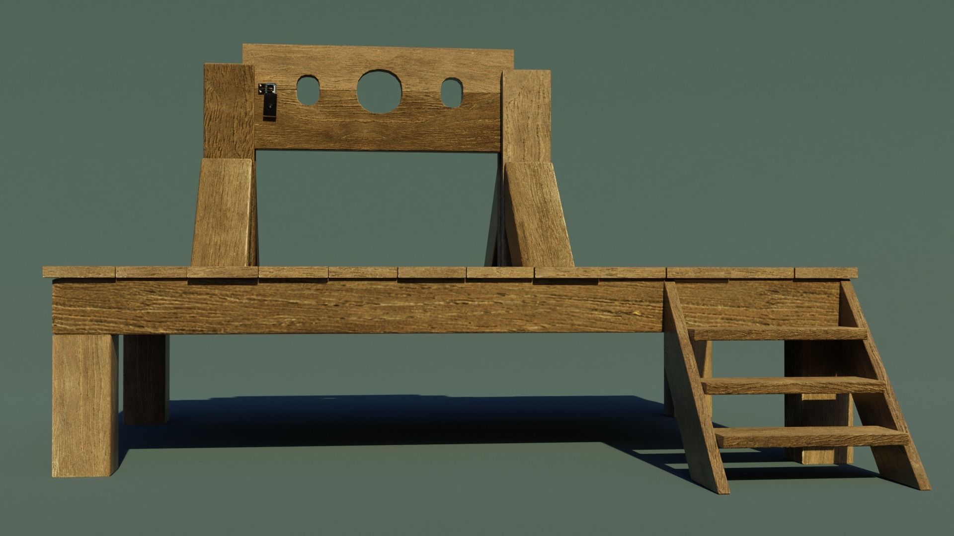 Wooden shackles Low-poly 3D model_4