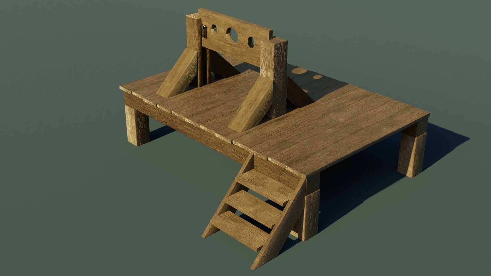 Wooden shackles Low-poly 3D model_1