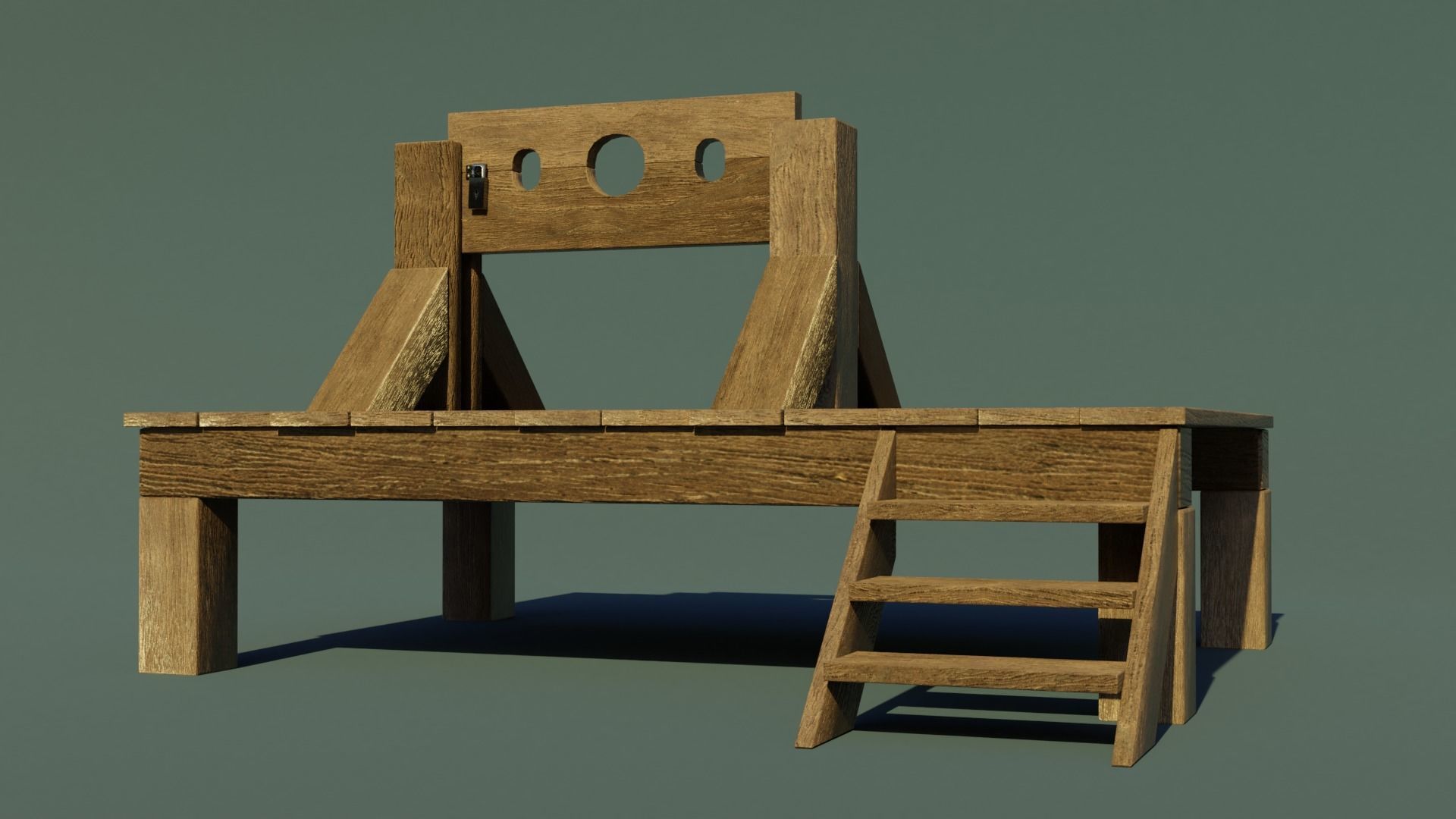Wooden shackles Low-poly 3D model_5