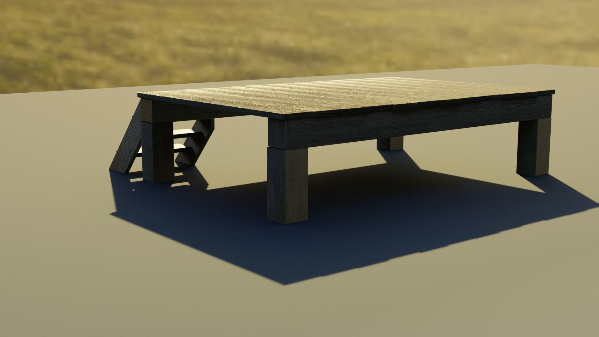 Wooden stage Low-poly 3D model_4