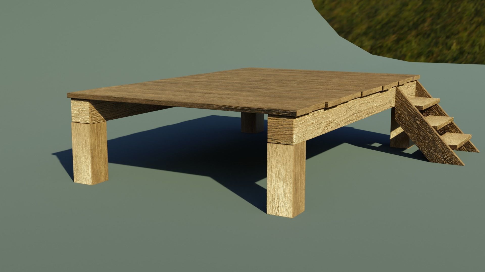 Wooden stage Low-poly 3D model_5