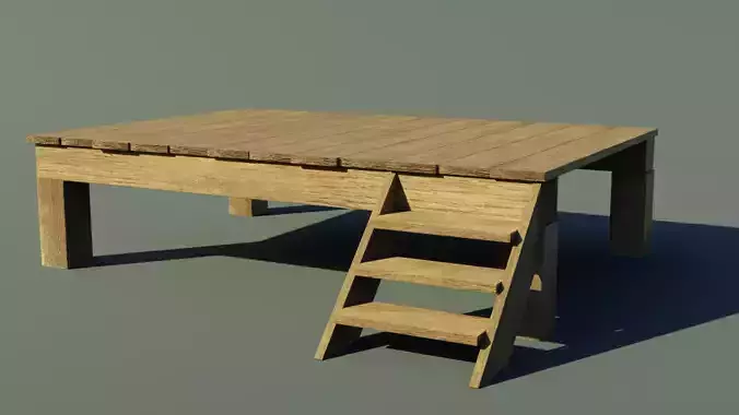 Wooden stage Low-poly 3D model