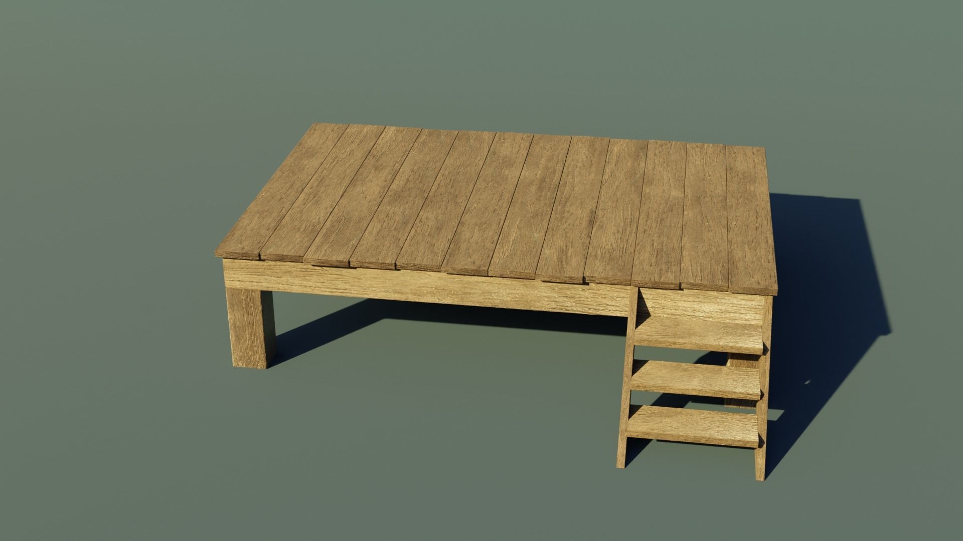 Wooden stage Low-poly 3D model_2