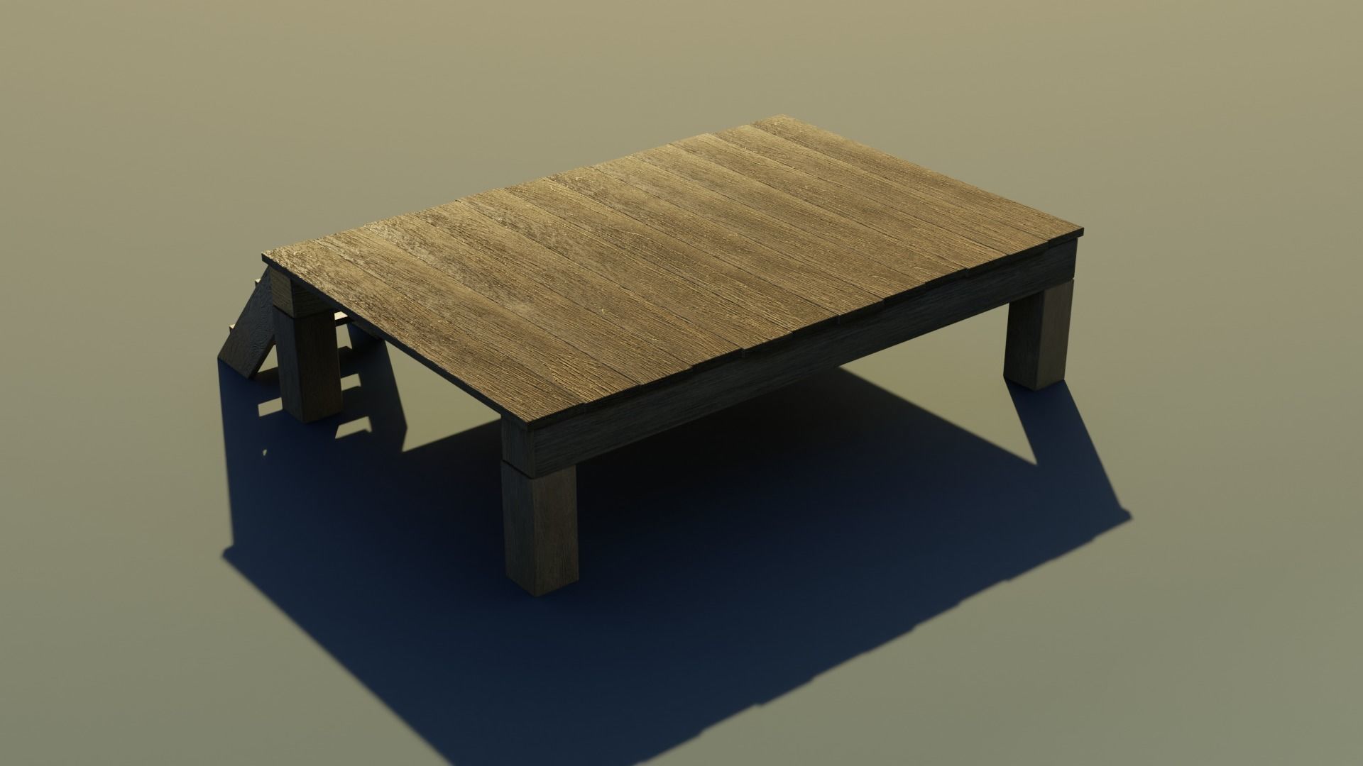 Wooden stage Low-poly 3D model_3