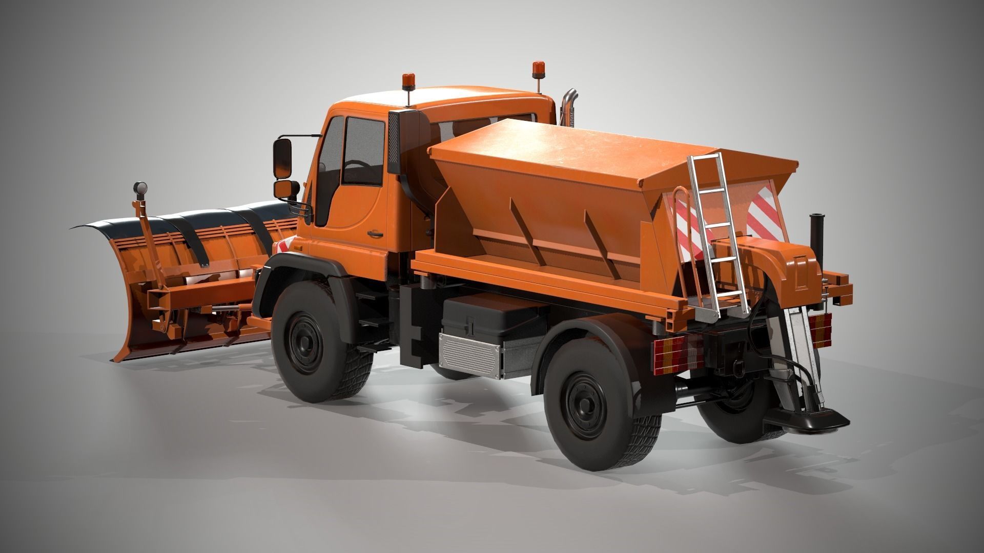 Snowplow Truck Unimog U500 2 Low-poly 3D model_3