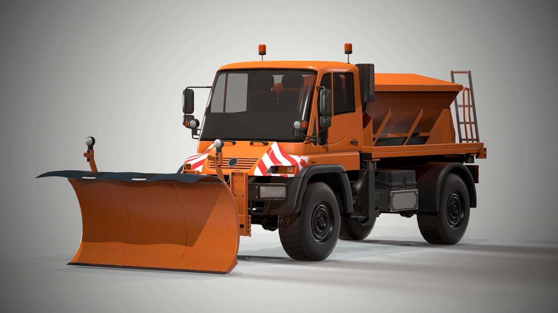 Snowplow Truck Unimog U500 2 Low-poly 3D model_2