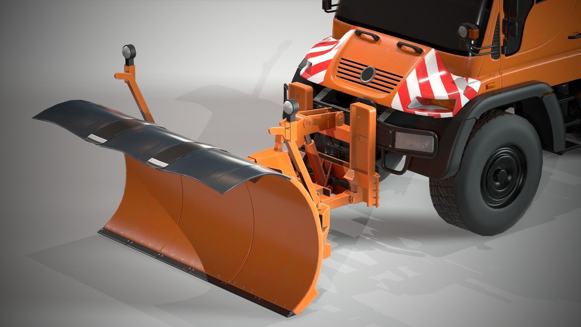 Snowplow Truck Unimog U500 2 Low-poly 3D model_5