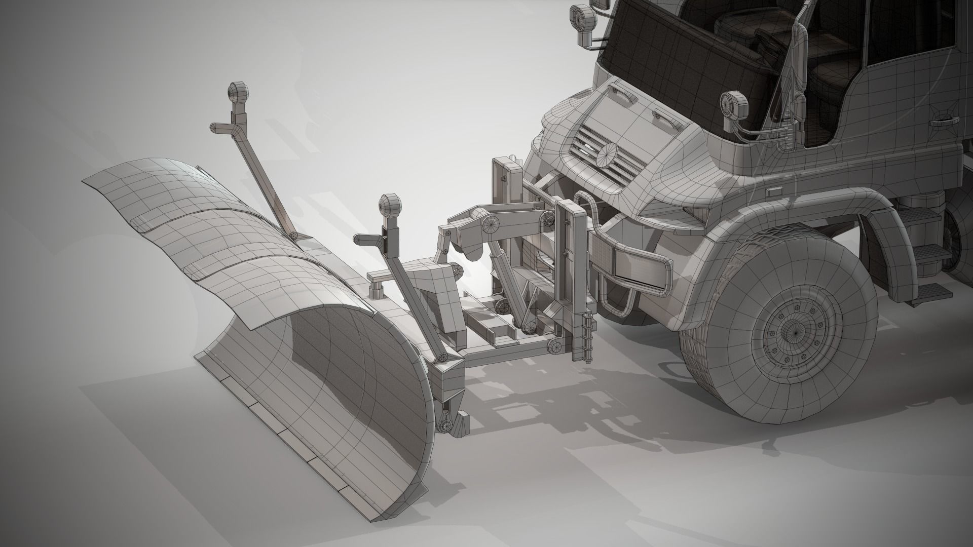 Snowplow Truck Unimog U500 2 Low-poly 3D model_10
